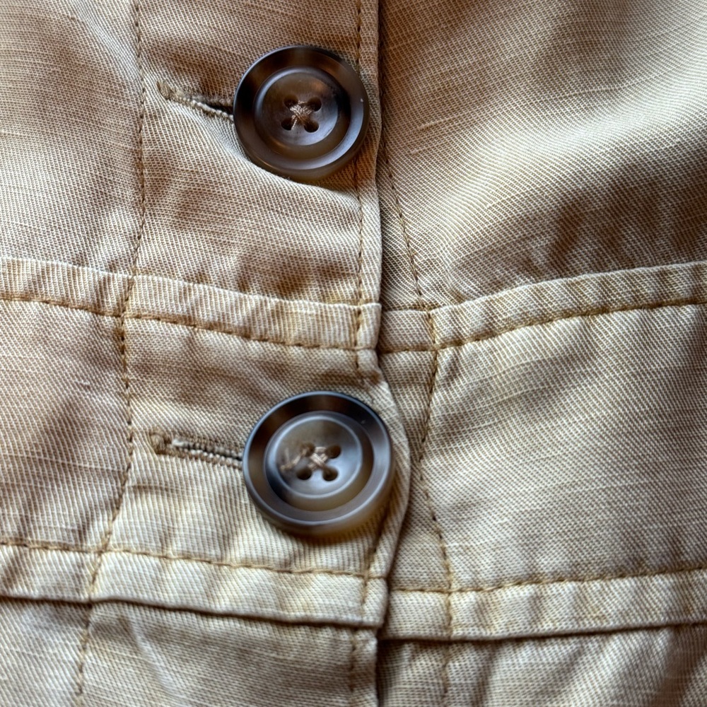 Sundance Tencel Linen Blend Midi Dress L Button Down Sleeveless Beige Yellow - Picture 14 of 16